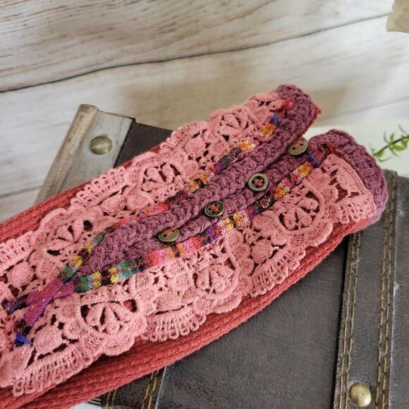 Free People Womens Sweater Meadow Fiesta Cuff Thermal Red Small - Picture 5 of 7